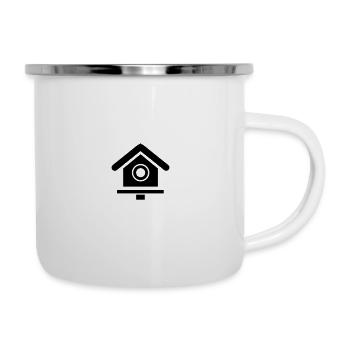 Vogelhaus - Emaille-Tasse - Weiß - Rechts