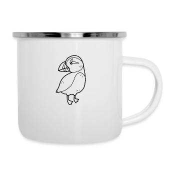 Papageitaucher Puffin - Emaille-Tasse - Weiß - Rechts