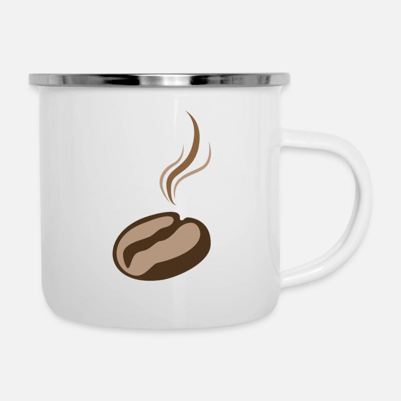 grain de café - Tasse émaillée - blanc