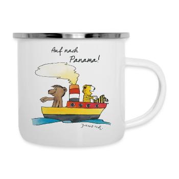 Janosch Tiger Und Bären Schippern Nach Panama - Emaille-Tasse - Weiß - Rechts