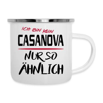 Männer Sprüche Angeber Casanova - Emaille-Tasse - Weiß - Rechts