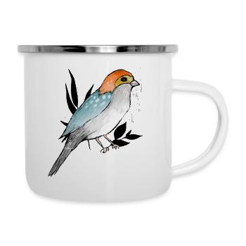 Bird with polka dots - Camper Mug - white - Right