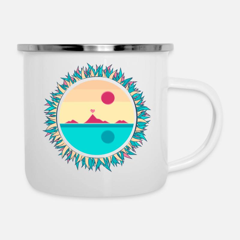 Berge und Meer - Emaille-Tasse - Weiß