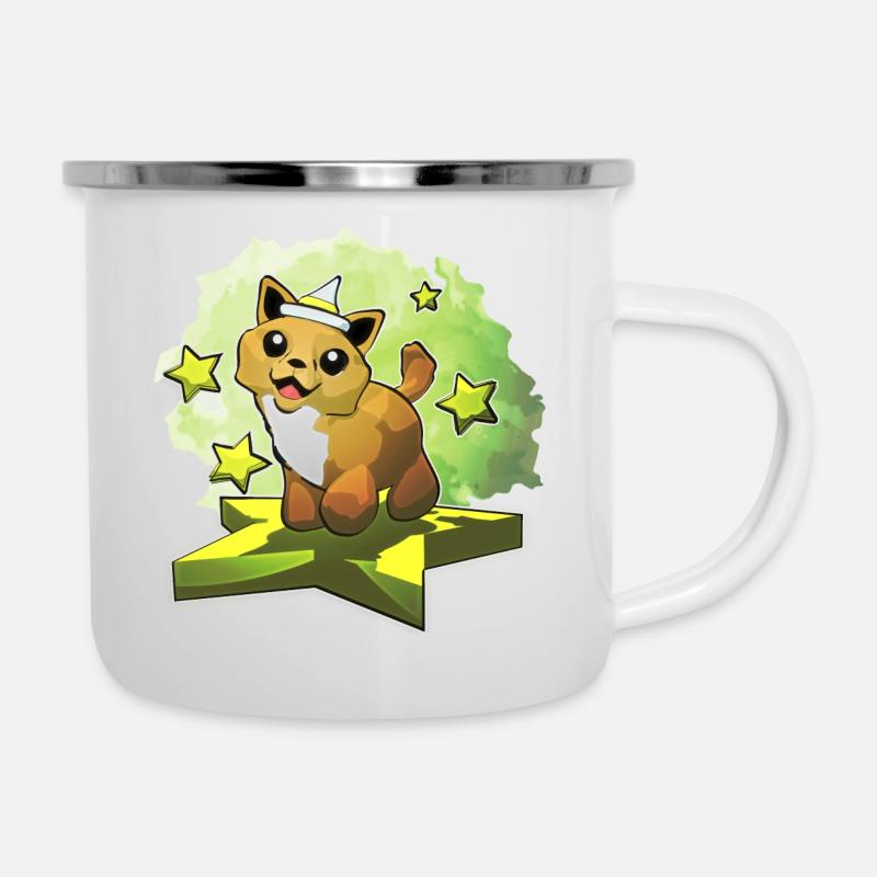 Weißer Sternchen-Zauberer-Welpe - Emaille-Tasse - Weiß