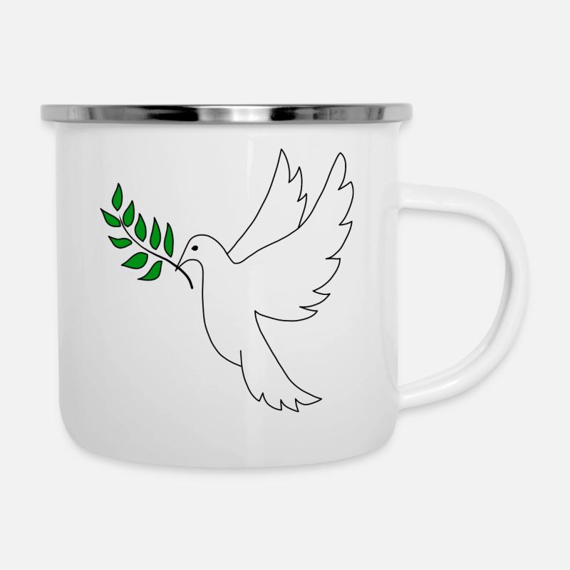 Friedenraube - Emaille-Tasse - Weiß