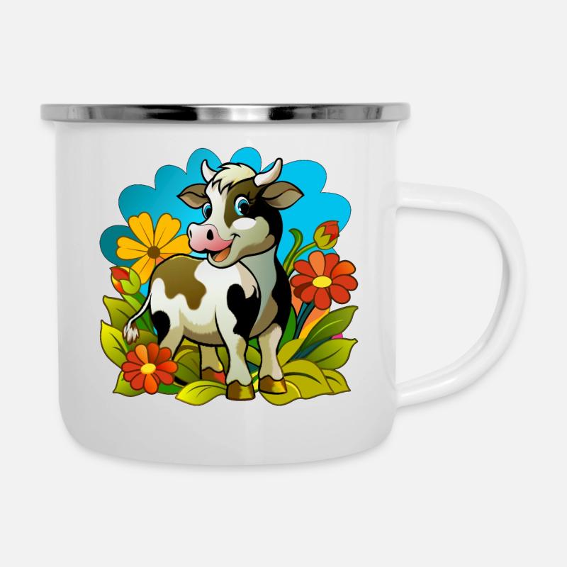 Little cow in the spring - Camper Mug - white
