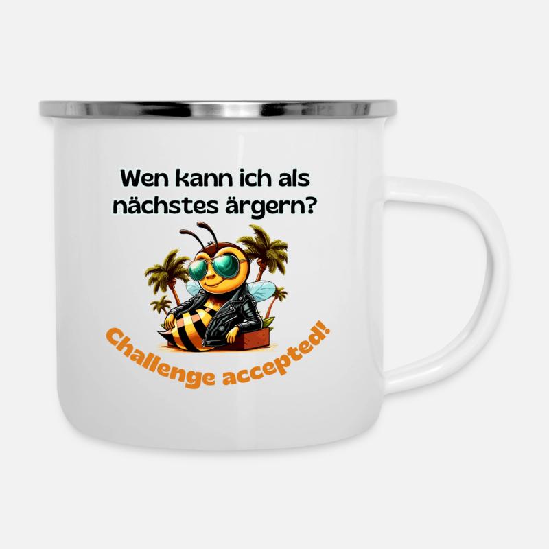 Wem kann ich ärgern Biene witziger Spruch - Emaille-Tasse - Weiß