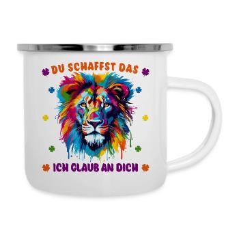 DU SCHAFFST DAS - ICH GLAUB AN DICH - Löwe - Emaille-Tasse - Weiß - Rechts