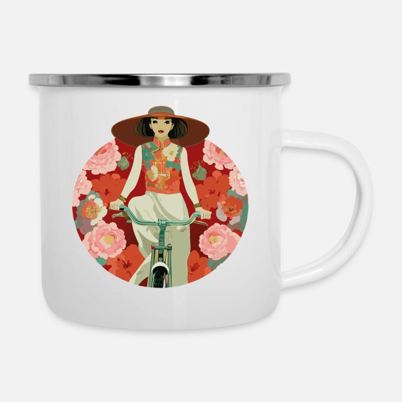 Cycliste - Tasse émaillée - blanc