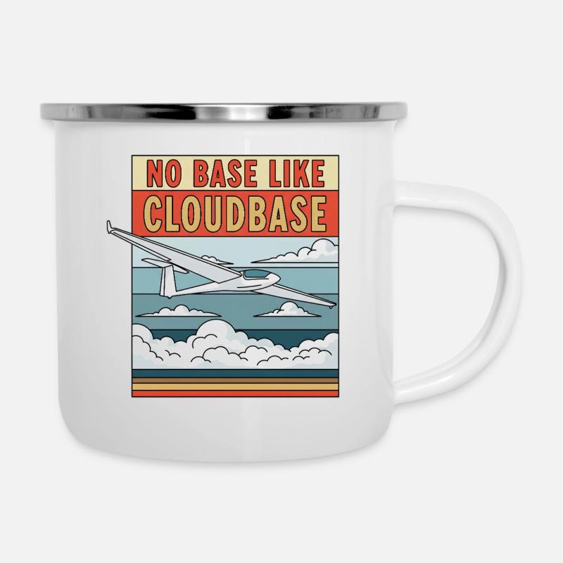 No Base Like Cloudbase - Emaille-Tasse - Weiß