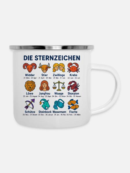 Die Sternzeichen - Emaille-Tasse - Weiß