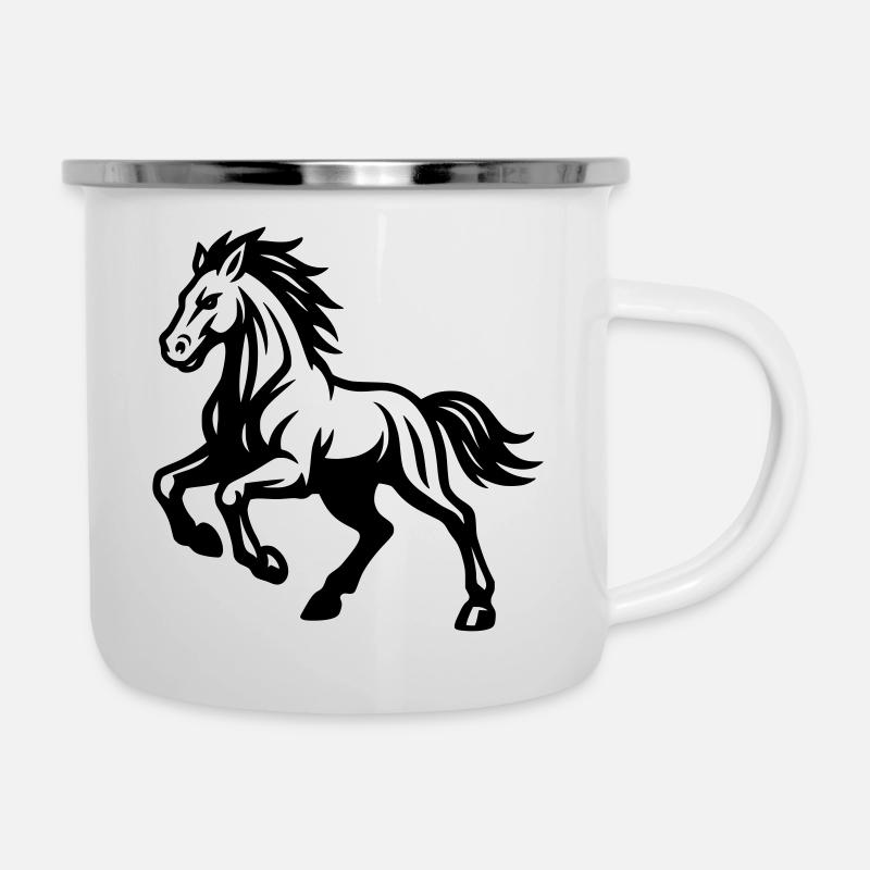Cheval - Tasse émaillée - blanc