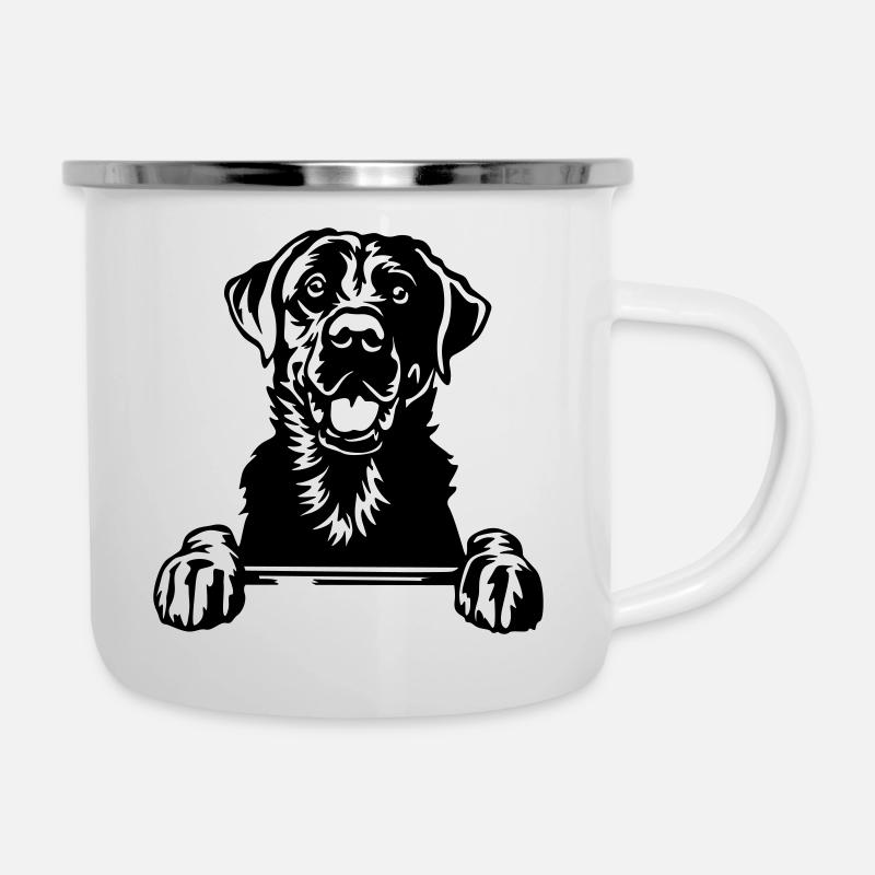 Labrador Kopf - Emaille-Tasse - Weiß