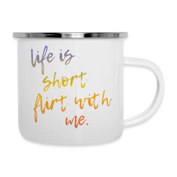 La vie est courte Draguette avec moi - Tour Gradient Script - Tasse émaillée - blanc - Droite