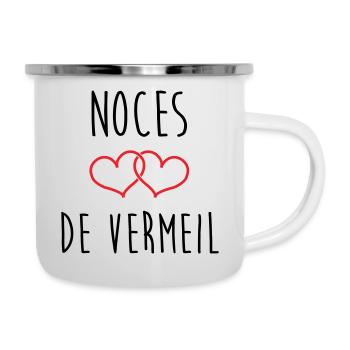 Vermeil-Hochzeit 45 Jahre Ehe - Emaille-Tasse - Weiß - Rechts