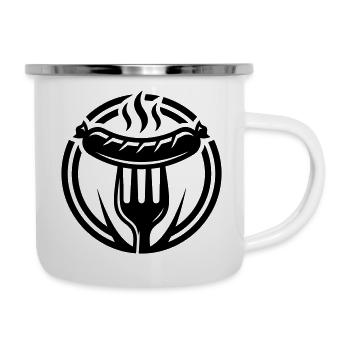 Wurst Bratwurst Symbol - Emaille-Tasse - Weiß - Rechts
