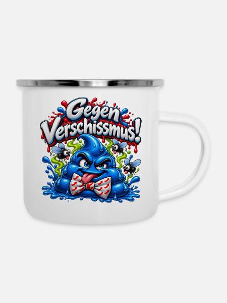 Gegen Faschismus - Verschissmus - Emaille-Tasse - Weiß