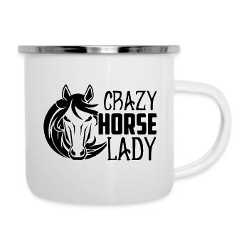 Dame de cheval fou - Tasse émaillée - blanc - Droite