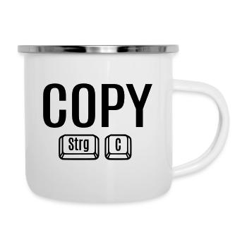 Strg + C + V Copy Paste Eltern Kind Baby Zwillinge - Emaille-Tasse - Weiß - Rechts