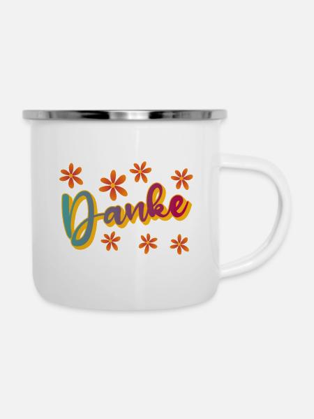 Danke - Emaille-Tasse - Weiß