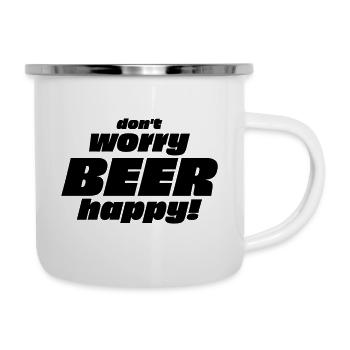 don't worry beer happy 2023 - Emaille-Tasse - Weiß - Rechts