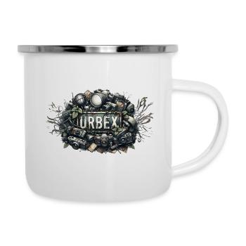 Urbex Blechschild Print - Emaille-Tasse - Weiß - Rechts