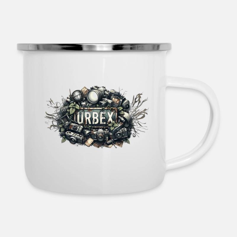 Urbex Blechschild Print - Emaille-Tasse - Weiß