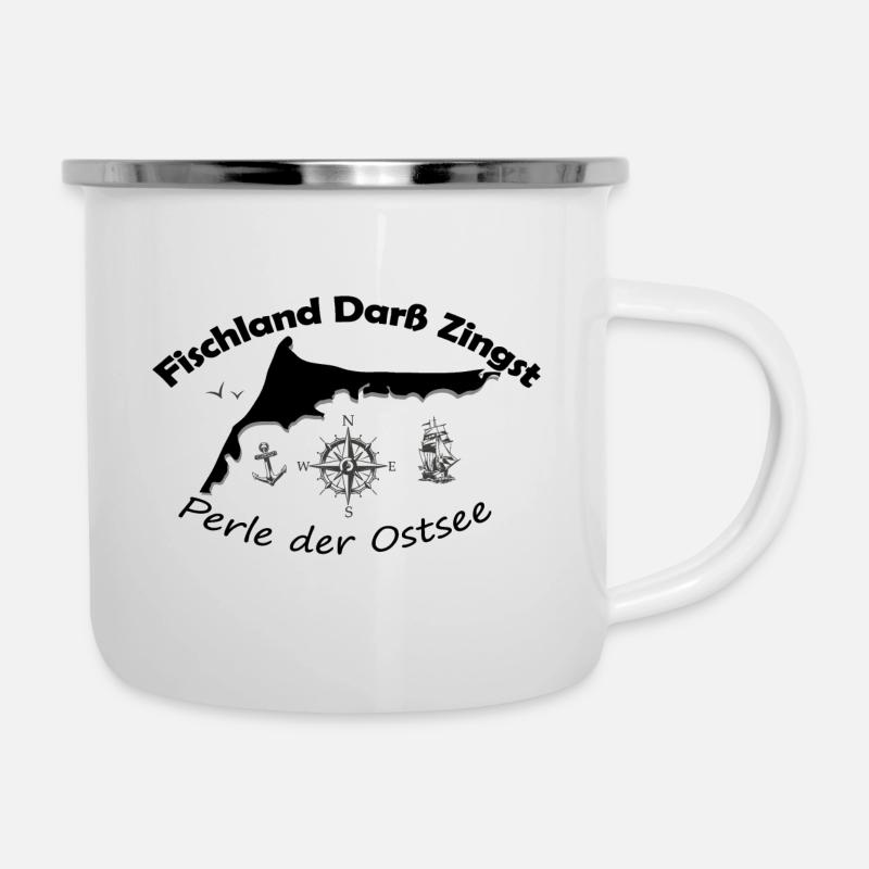 Halbinsel Darß, Perle der Ostsee - Emaille-Tasse - Weiß