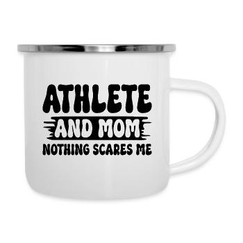 Sportlerin und Mama nichts macht mir Angst sportliche Mutter - Emaille-Tasse - Weiß - Rechts