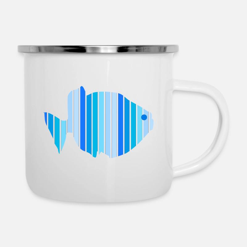 Fisch blau Graphic Art - Emaille-Tasse - Weiß