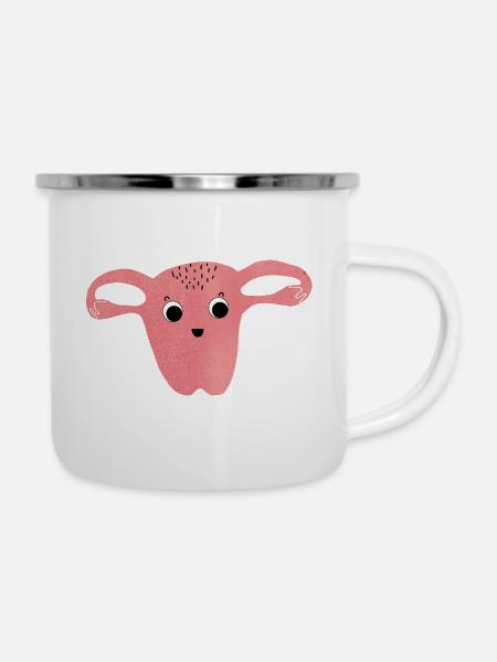 Lebensgebärmutter - Emaille-Tasse - Weiß