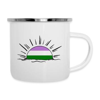 genderqueer non binary androgyn pride queer lgbt - Emaille-Tasse - Weiß - Rechts