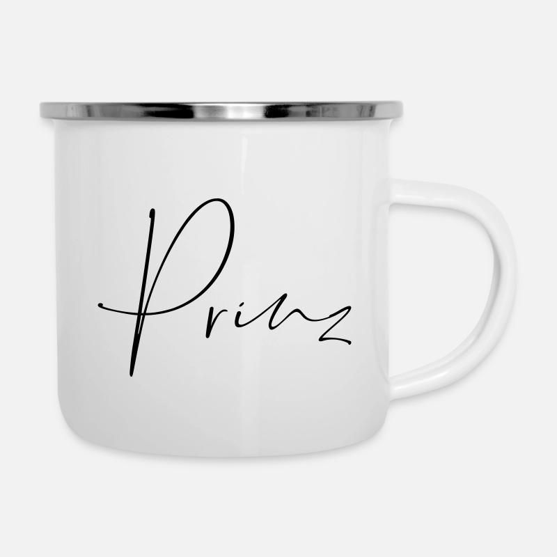 Prinz Schriftzug - Emaille-Tasse - Weiß