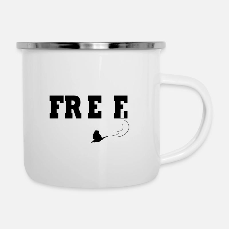 Be free - Emaille-Tasse - Weiß