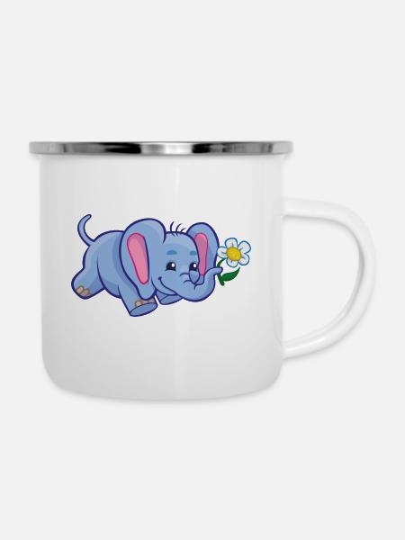 Elefant - Emaille-Tasse - Weiß