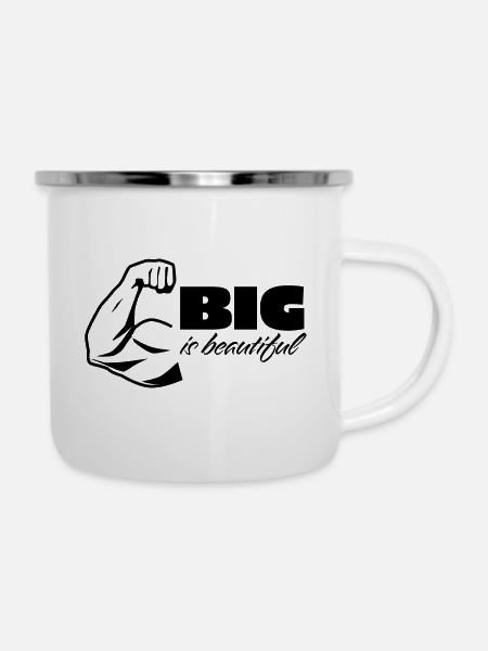 Groß ist schön - Emaille-Tasse - Weiß