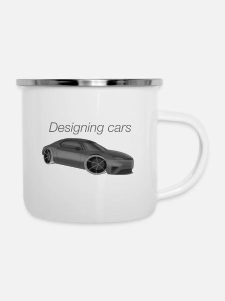 Autos entwerfen - Emaille-Tasse - Weiß