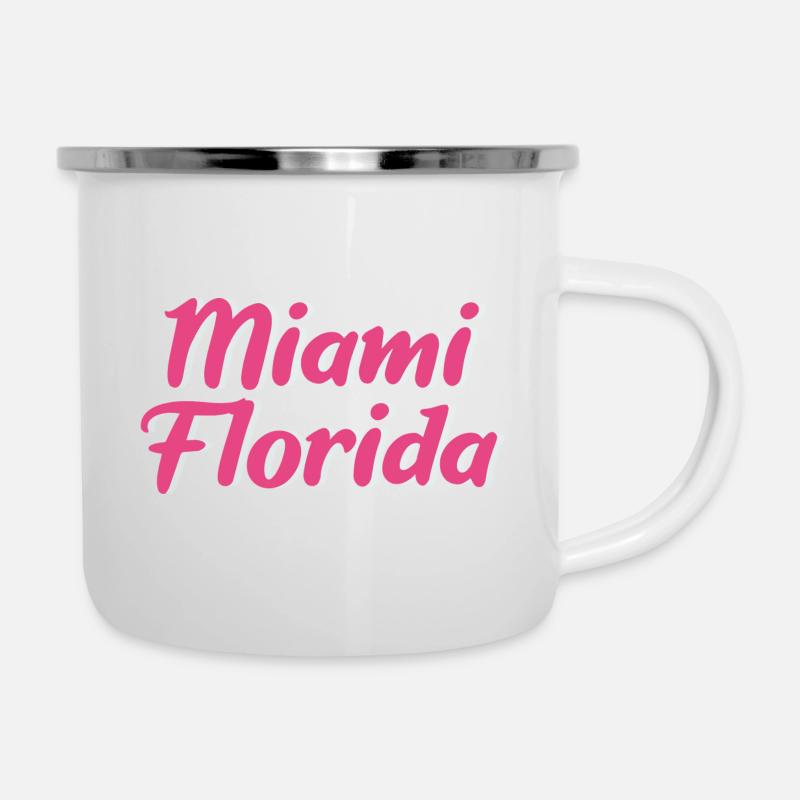 Miami Florida - Emaille-Tasse - Weiß