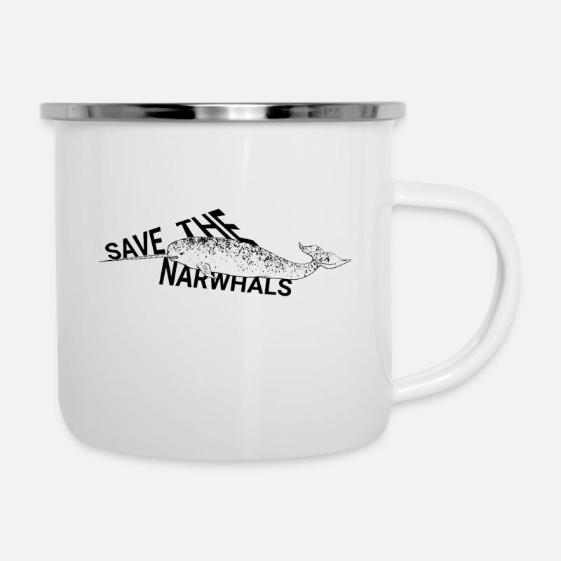 Narwal (Zahnwal) - Emaille-Tasse - Weiß