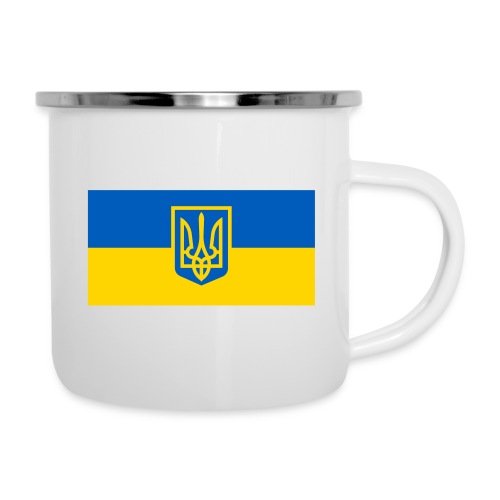 Ukraine Wappen auf Blau Gelb Flagge - Emaille-Tasse