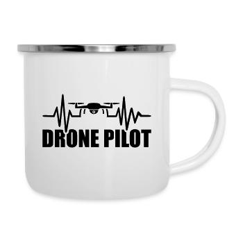 Drohne - Emaille-Tasse - Weiß - Rechts