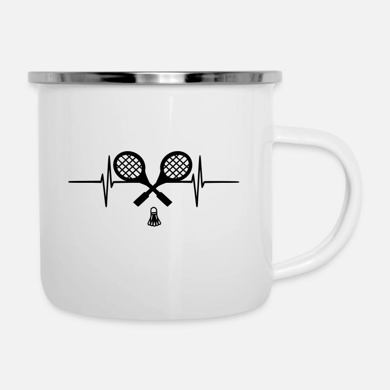 badminton battement de coeur - Tasse émaillée - blanc