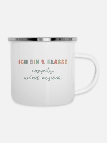 Ich bin 1. Klasse - Emaille-Tasse - Weiß
