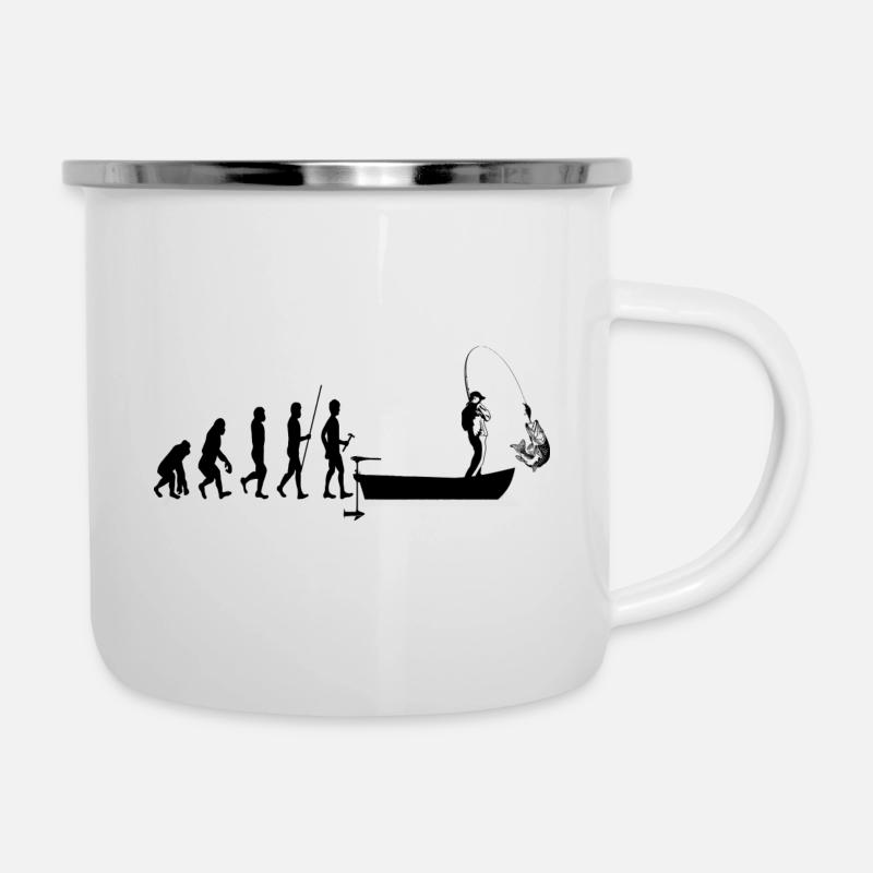 evolution fishing carnivorous fish in boats - Camper Mug - white