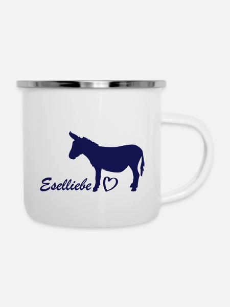 Eselliebe - Emaille-Tasse - Weiß