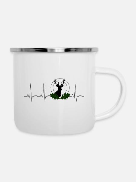 Jagd - Emaille-Tasse - Weiß