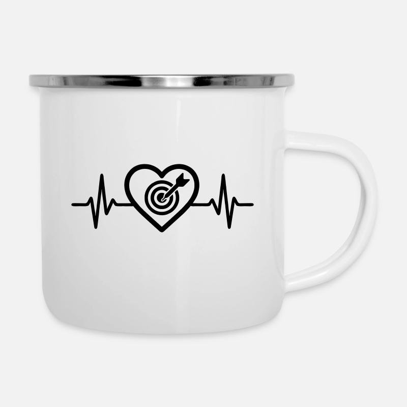 Cible de fléchettes en forme de cœur - Tasse émaillée - blanc