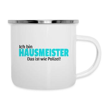 Hausmeister Geschenk Idee lustig Spruch Hauswart - Emaille-Tasse - Weiß - Rechts