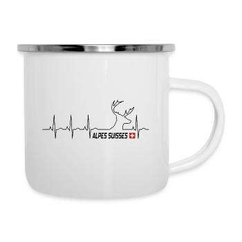 Alpes Suisses - Emaille-Tasse - Weiß - Rechts