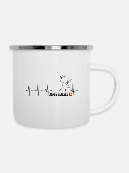 Alpes Suisses - Emaille-Tasse - Weiß